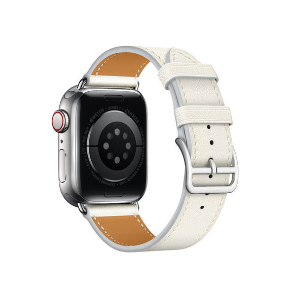 Compatible with Apple Watch 41mm/45mm Blanc Swift Leather Single Tour