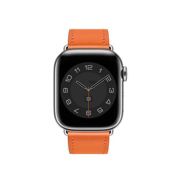 Compatible with Apple Watch 41mm/45mm Orange Swift Leather Single Tour