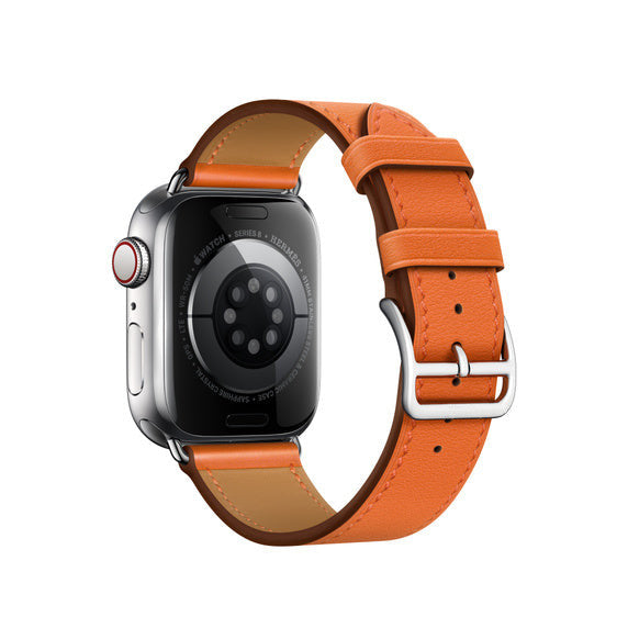 Compatible with Apple Watch 41mm/45mm Orange Swift Leather Single Tour