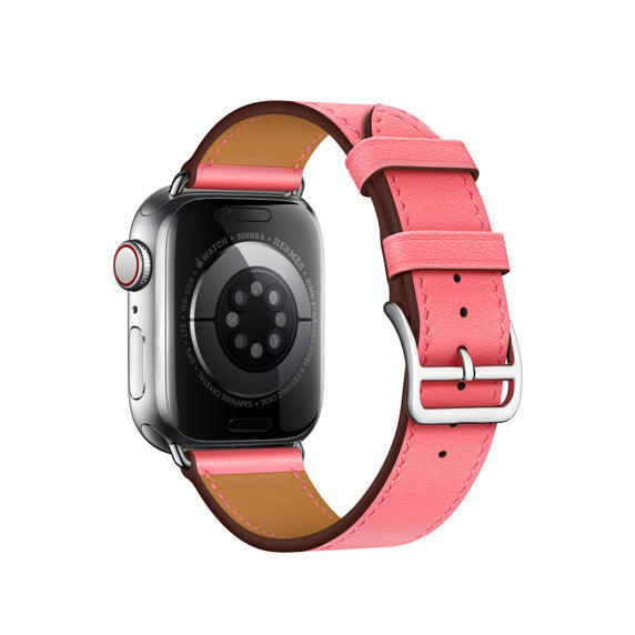 Compatible with Apple Watch 41mm Rose Azalée Swift Leather Single Tour