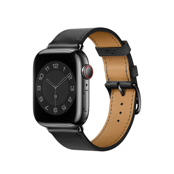 Compatible with Apple Watch 41mm/44mm Noir Swift Leather Single Tour