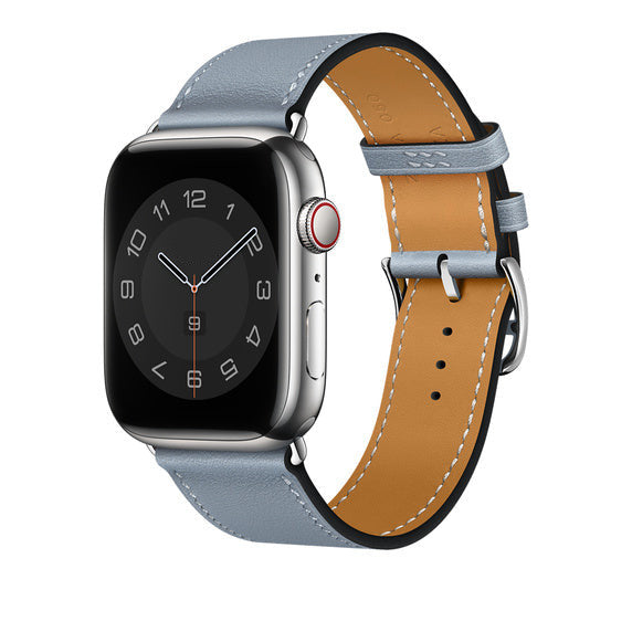 Compatible with Apple Watch 45mm Bleu Lin Swift Leather Single Tour