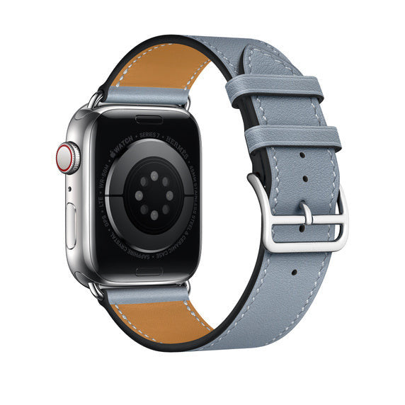 Compatible with Apple Watch 45mm Bleu Lin Swift Leather Single Tour