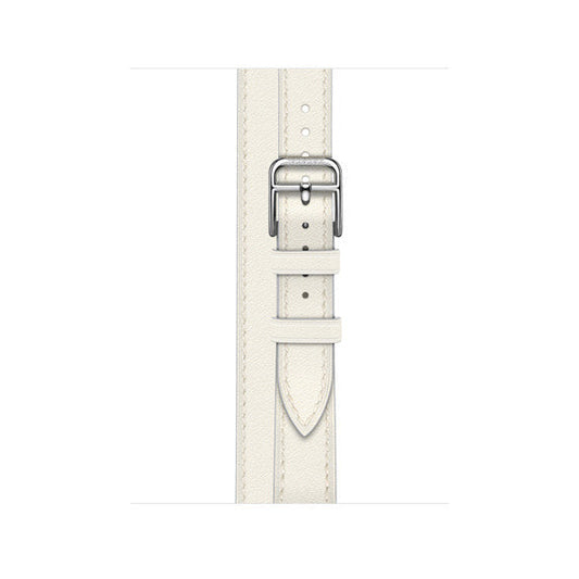 Compatible with Apple Watch 41mm Blanc Swift Leather Attelage Double Tour