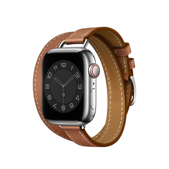 Compatible with Apple Watch 41mm Gold Swift Leather Attelage Double Tour