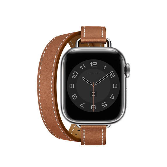 Compatible with Apple Watch 41mm Gold Swift Leather Attelage Double Tour