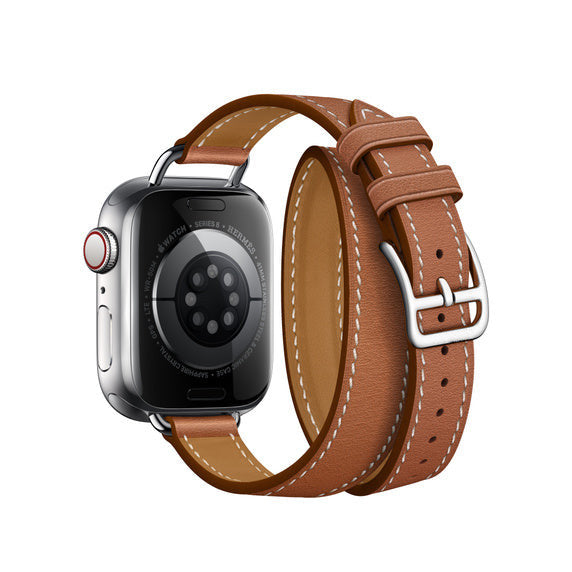 Compatible with Apple Watch 41mm Gold Swift Leather Attelage Double Tour