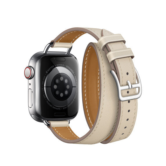 Compatible with Apple Watch 41mm Béton Swift Leather Attelage Double Tour