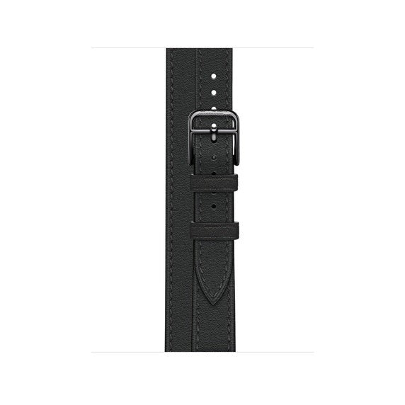 Compatible with Apple Watch 40mm Noir Swift Leather Attelage Double Tour