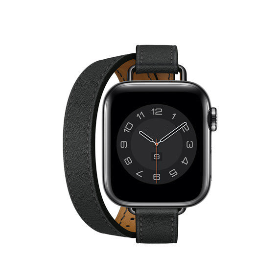 Compatible with Apple Watch 40mm Noir Swift Leather Attelage Double Tour