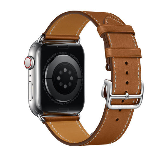 Compatible with Apple Watch 45mm Fauve Barénia Leather Single Tour Deployment Buckle