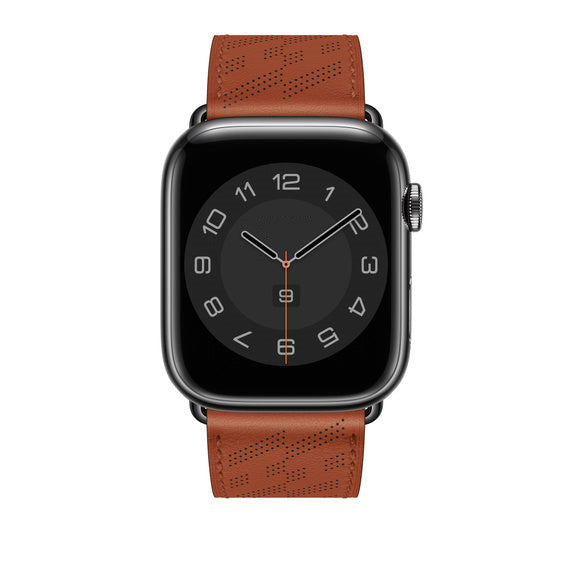 Compatible with Apple Watch 45mm Cuivre Swift Leather H Diagonal Single Tour