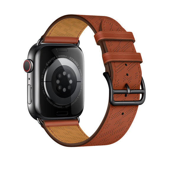 Compatible with Apple Watch 45mm Cuivre Swift Leather H Diagonal Single Tour