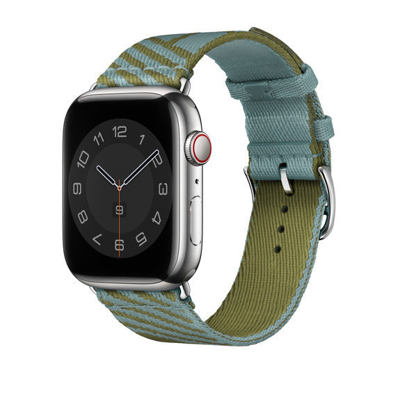 Compatible with Apple Watch 45mm Bleu Lin/Vert Véronèse Jumping Single Tour