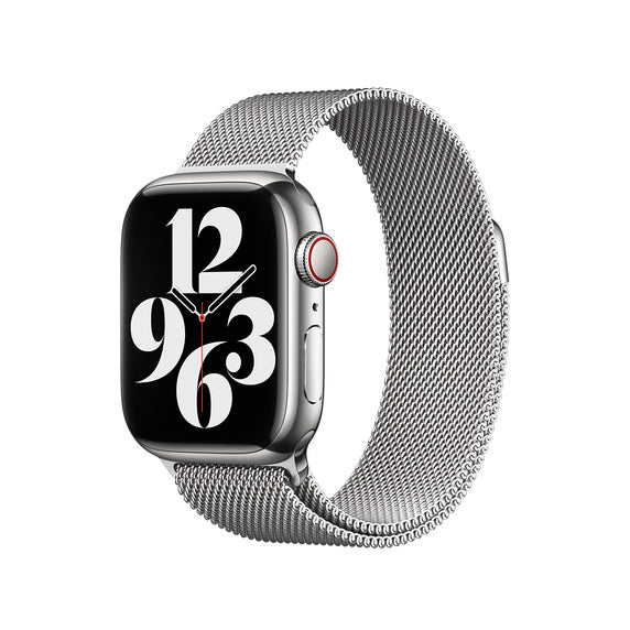 Compatible with Apple Watch Band 41mm/45mm Silver Milanese Loop