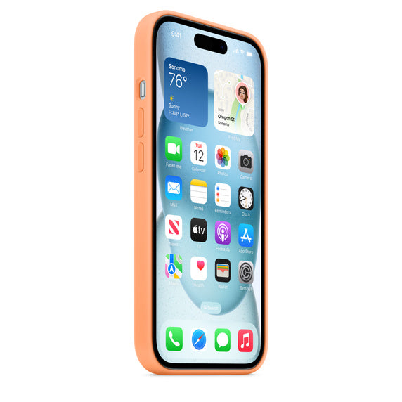 iPhone 15 Silicone Case with MagSafe - Orange Sorbet