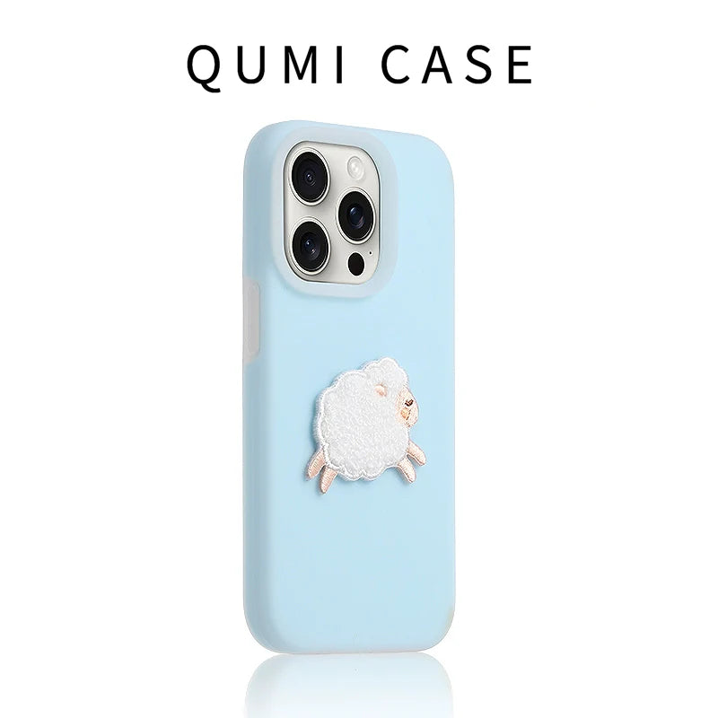 Casezly Light Blue Jelly Liquid Silicone Sheep iPhone 15 Case