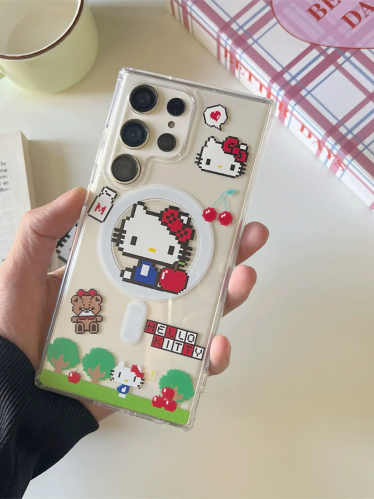 Casezly Samsung S24 Ultra Cute Pixel Kitty Cat Case