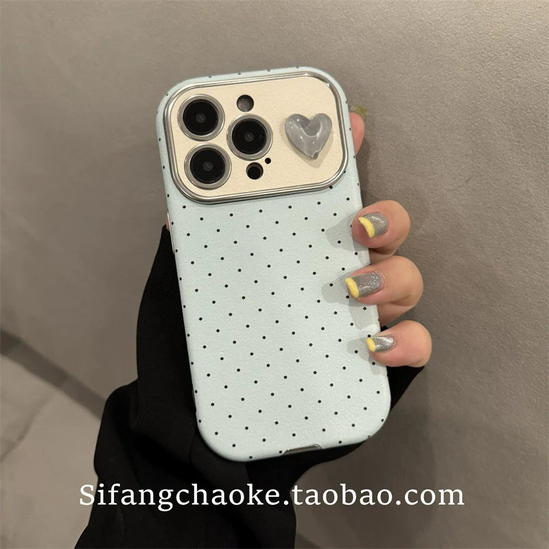 Casezly Light Blue Polka Dot iPhone 15/15 Pro Max Case Stylish Anti-drop 13/14 Pro