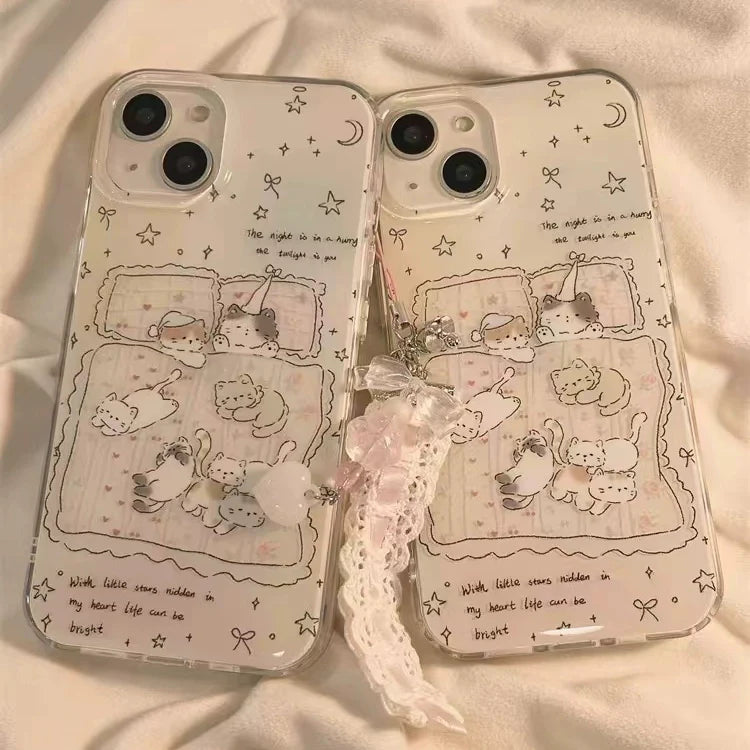 Casezly Cute Sleeping Cat Case for iPhone 15/14,Samsung S24 Ultra