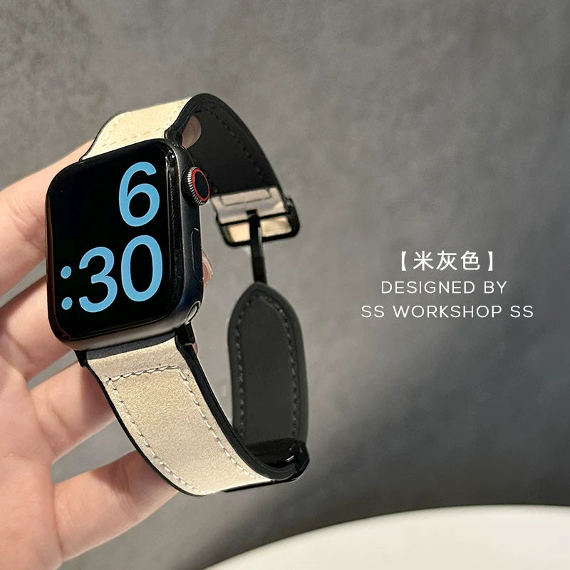 Casezly Premium Magnetic Leather Silicone Band for Apple Watch