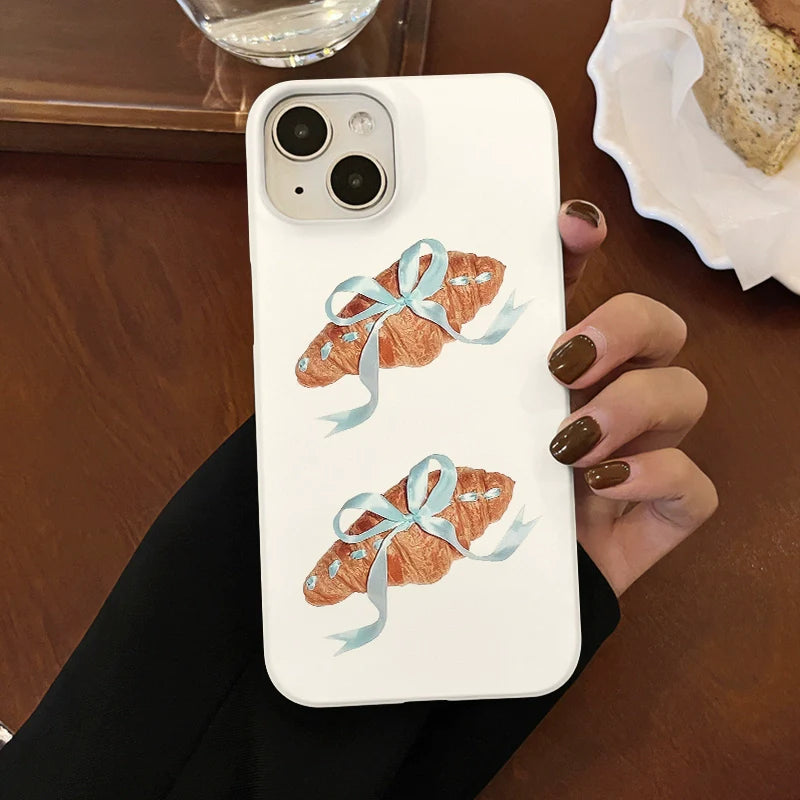 Casezly Butterfly Ribbon Croissant iPhone 15 Pro Max Case Bread iPhone 13