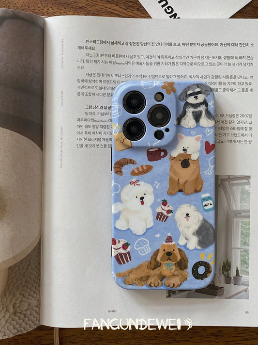 Casezly Cute Dog Afternoon Tea Soft Shell for Apple 14 Pro, 14 Pro Max, 15 Pro