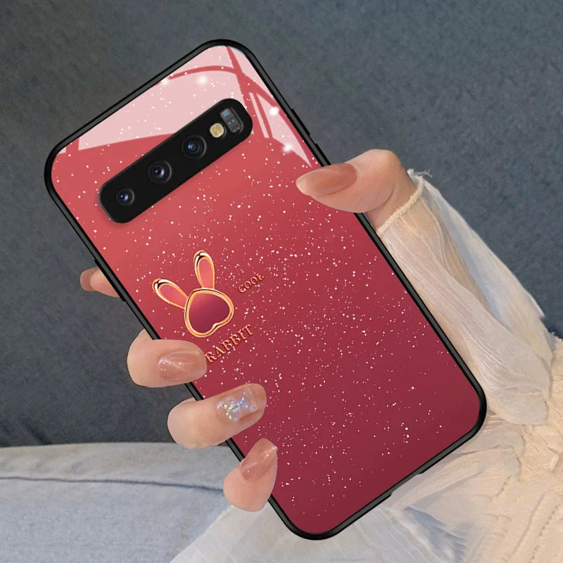 Casezly Starry Bunny Glass Case for Samsung S10, S10+, S9, S9+