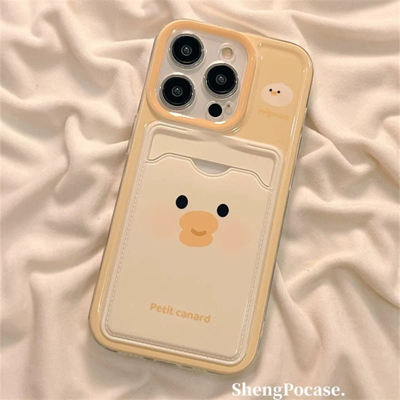 Casezly Cute Bear Card Holder Silicone Phone Case for Samsung