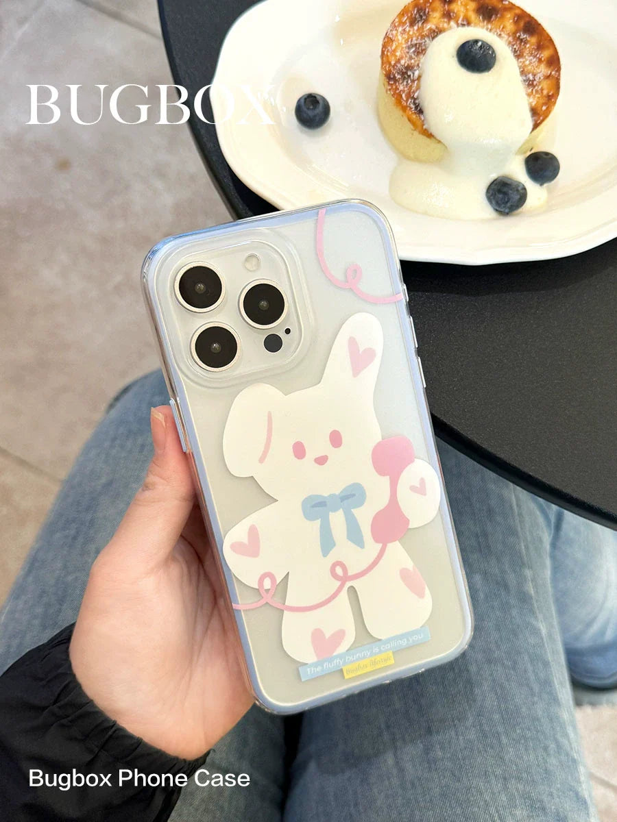 Casezly Cute Cartoon Bunny Phone Case for iPhone 14/15, Shockproof