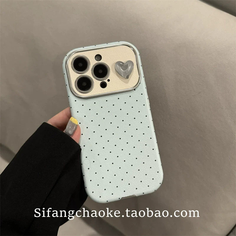 Casezly Light Blue Polka Dot iPhone 15/15 Pro Max Case Stylish Anti-drop 13/14 Pro