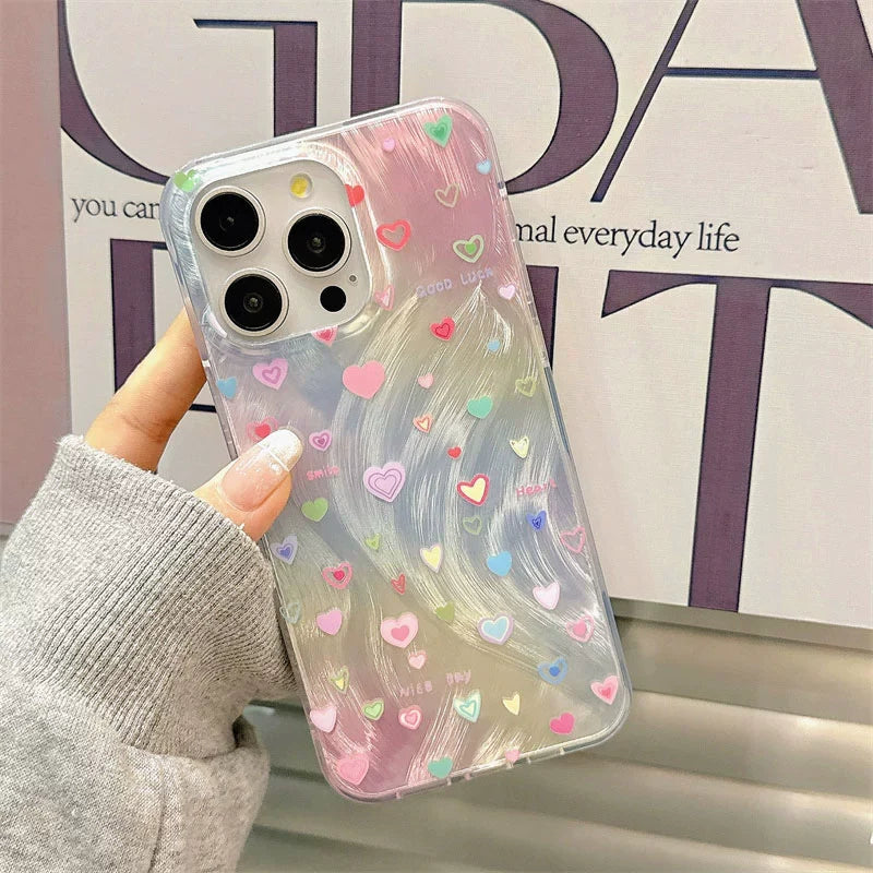 Casezly Korean Colorful Heart Case for Samsung S24/S23/S22