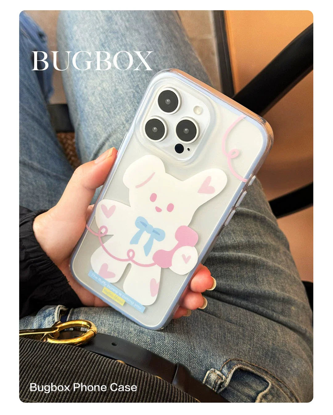 Casezly Cute Cartoon Bunny Phone Case for iPhone 14/15, Shockproof