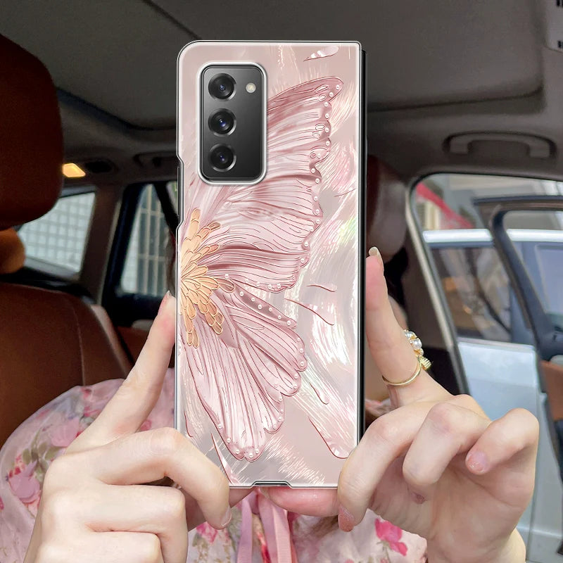 Casezly Gold Butterfly Case for Samsung Z Fold 5 – Transparent