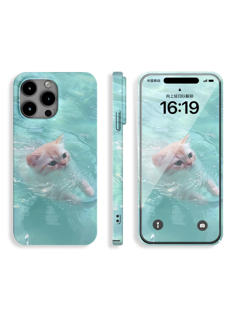 Casezly Cute Cat Phone Case for iPhone 15 Pro Max iPhone 14 Simple 13 Film 12 Full 11