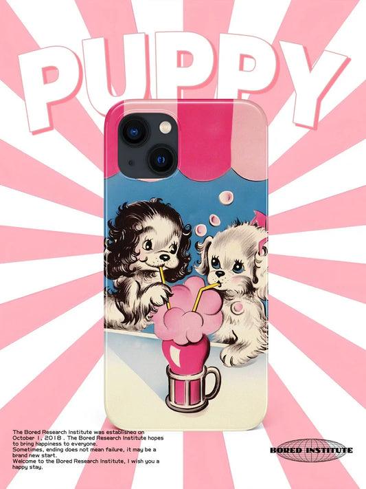 Casezly Vintage Cute Retro Dog IMD Soft Case iPhone 15/14 Pro Max/13/12/11/XS/XR