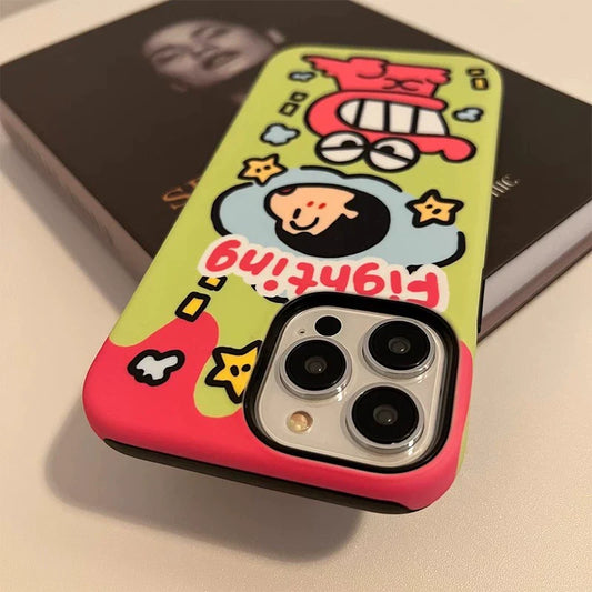 Casezly iPhone 15 Pro Max Dual-Layer Cartoon Silicone Case