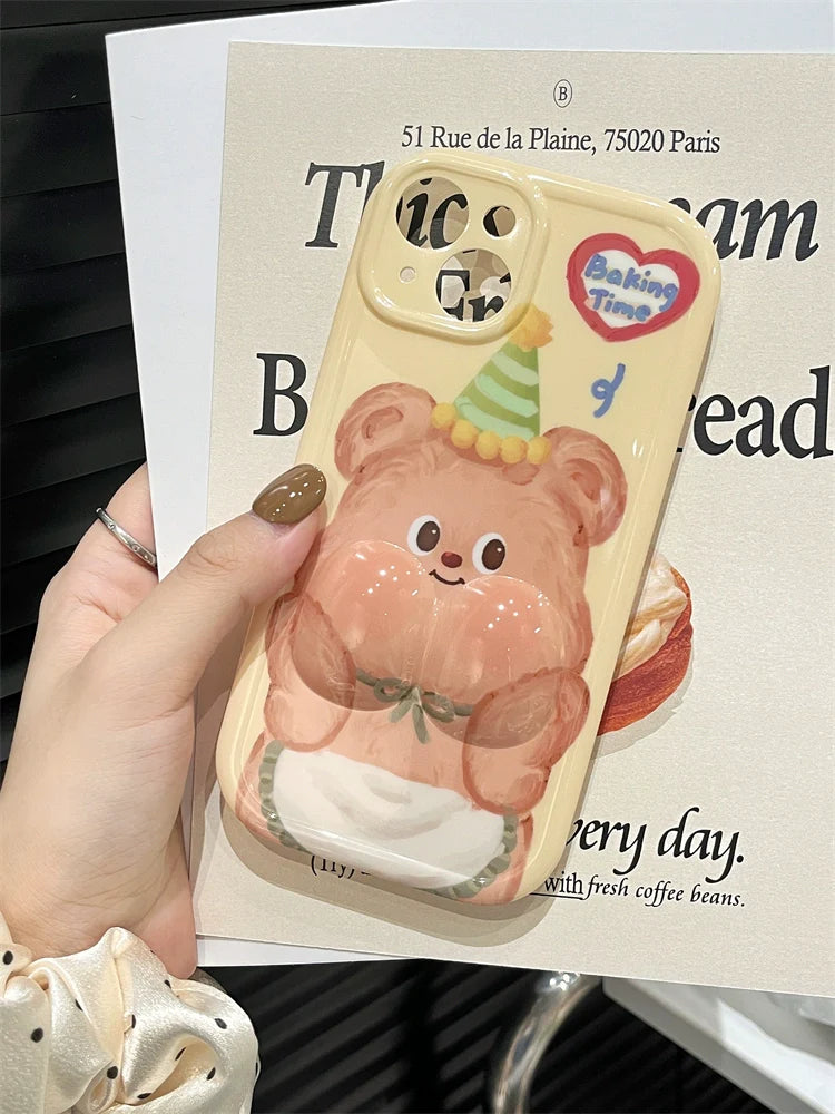 Casezly Cute Cartoon Silicone iPhone 15/14 Case Ins Style Full Coverage Shockproof