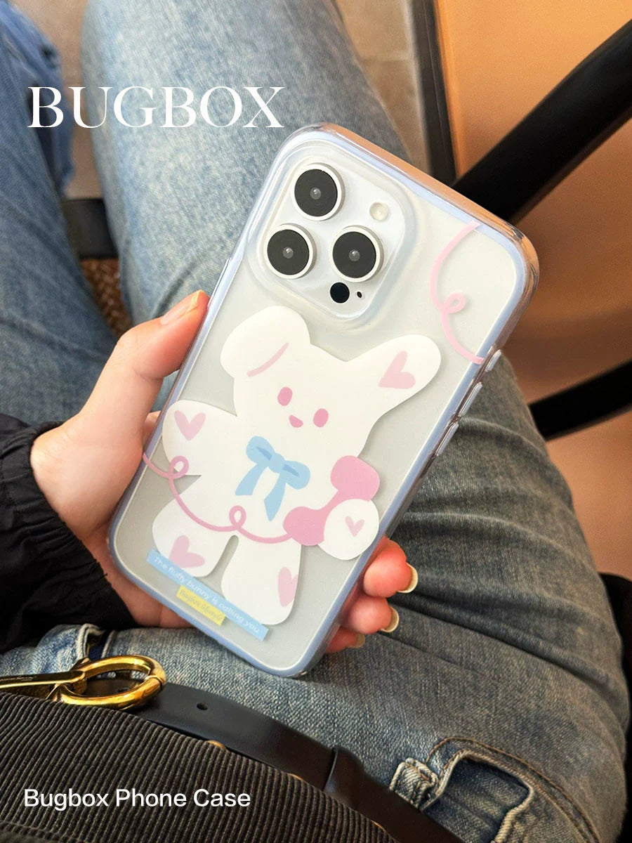 Casezly Cute Cartoon Bunny Phone Case for iPhone 14/15, Shockproof