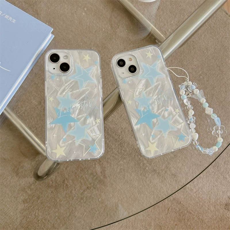 Casezly Blue Star Pearl Bracelet Case for Samsung S24/S23