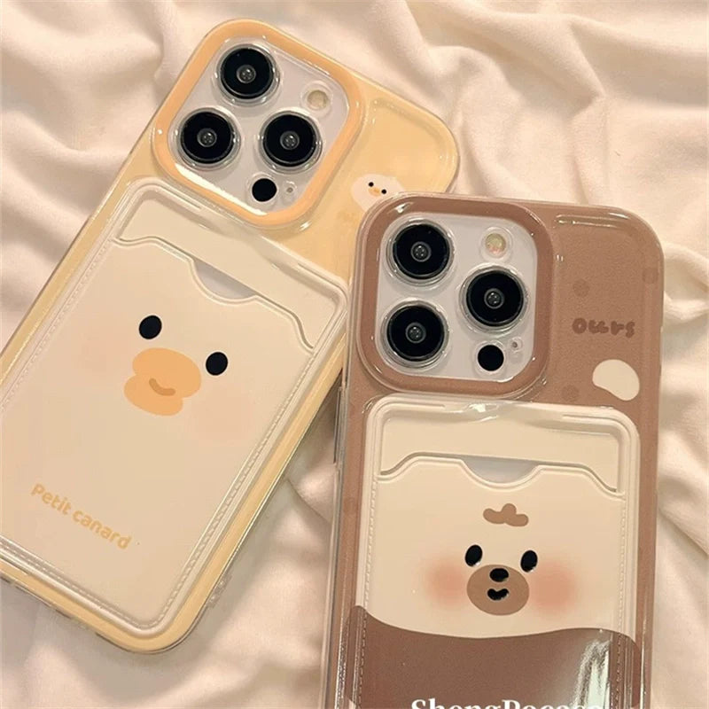 Casezly Cute Bear Card Holder Silicone Phone Case for Samsung