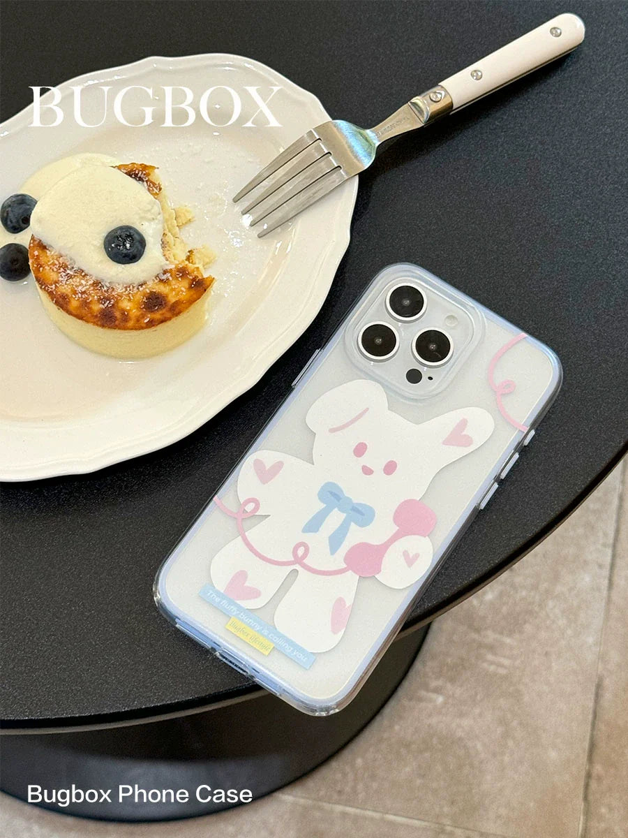 Casezly Cute Cartoon Bunny Phone Case for iPhone 14/15, Shockproof