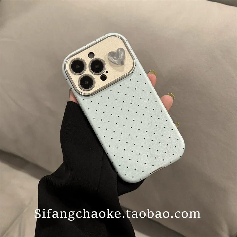 Casezly Light Blue Polka Dot iPhone 15/15 Pro Max Case Stylish Anti-drop 13/14 Pro