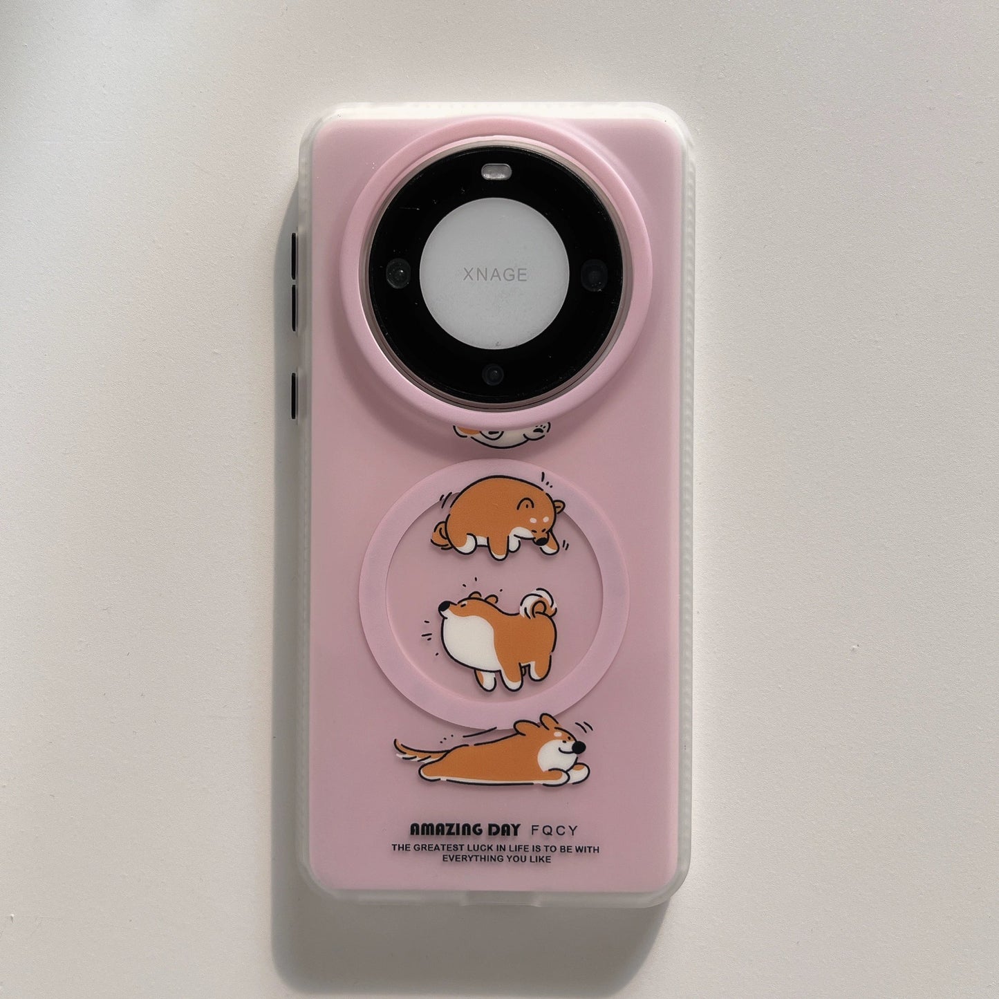 Casezly New Blue-Pink Music Cat Dog Magnetic IMD Phone Case Stand for Apple