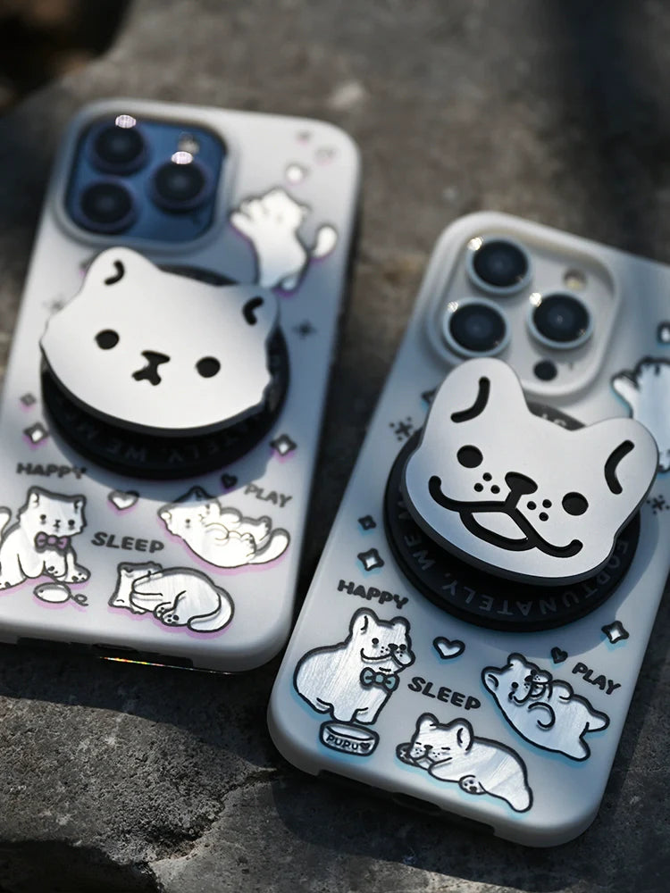 Casezly Magnetic Cat & French Bulldog iPhone Case, Full Coverage