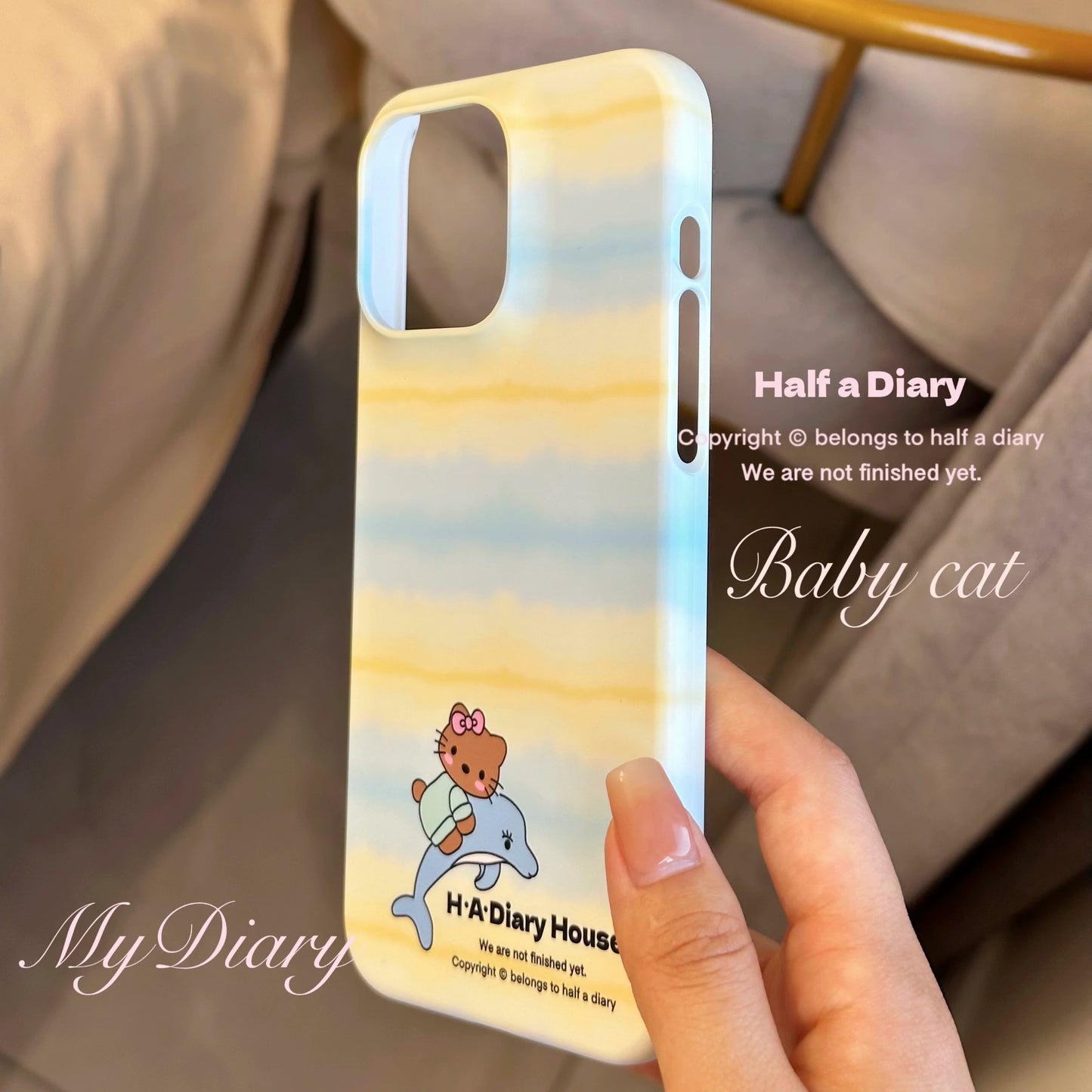 Casezly Sea Salt Cheese Kitty iPhone 15 Pro Max Hard Shell Case for 14 Pro