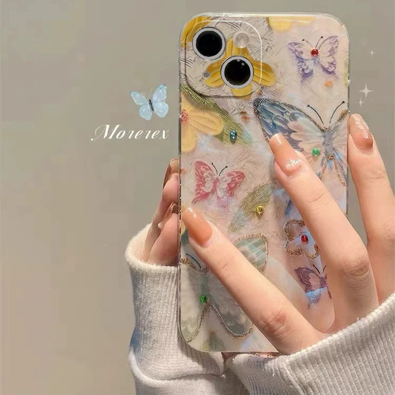 Casezly Colorful Butterfly Case for iPhone 15/14, Samsung Galaxy S24