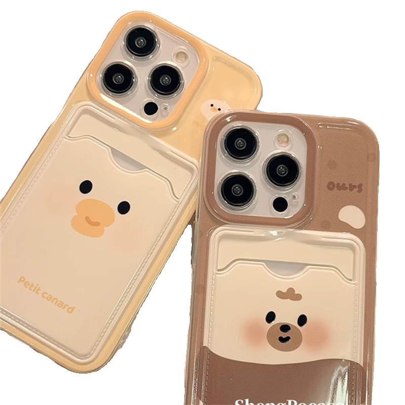 Casezly Cute Bear Card Holder Silicone Phone Case for Samsung