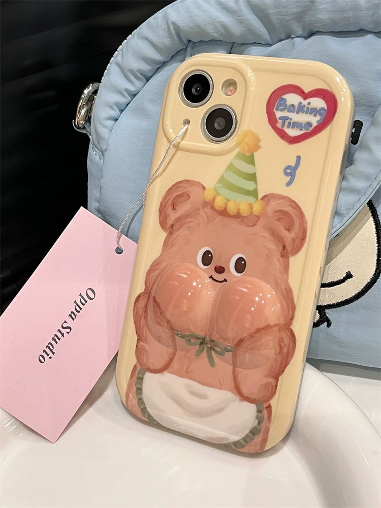 Casezly Cute Cartoon Silicone iPhone 15/14 Case Ins Style Full Coverage Shockproof