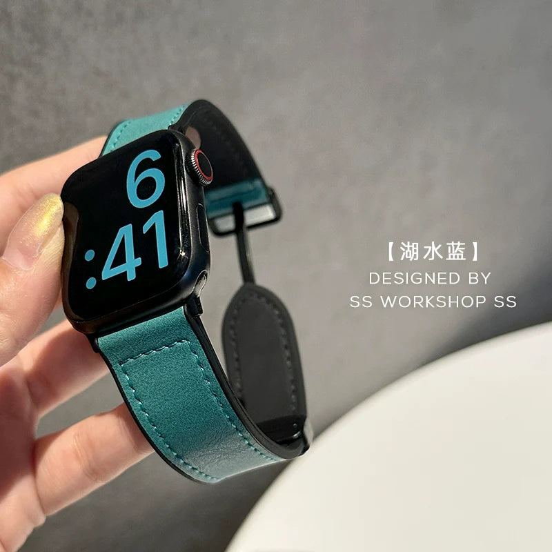 Casezly Premium Magnetic Leather Silicone Band for Apple Watch